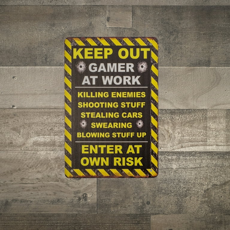 Caution Keep Out Gamer At Work Metal Wall Sign Funny Dorm Bedroom Man Cave Decor Caution Keep Out Gamer At Work Metal Wall Sign Funny Dorm Bedroom Man Cave Decor