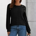 thumbnail image 4 of Dwralegc Womens Sweaters Casual Long Sleeves Sweaters Lightweight Knitted Dressy Shirts Fashion Round Neck Fall Tunic Top Black S, 4 of 7