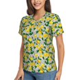 thumbnail image 2 of Vsdgher Lemon1 Women Shirts V Neck Short Sleeve Tops T-Shirt Basic Tees, S to 3XLSmall, 2 of 5