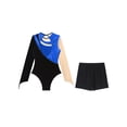 thumbnail image 4 of Zaldita Women 2Pcs Gymnastics Leotard Metallic Dance Bodysuit with Booty Shorts Set Skating Dance Blue L, 4 of 5