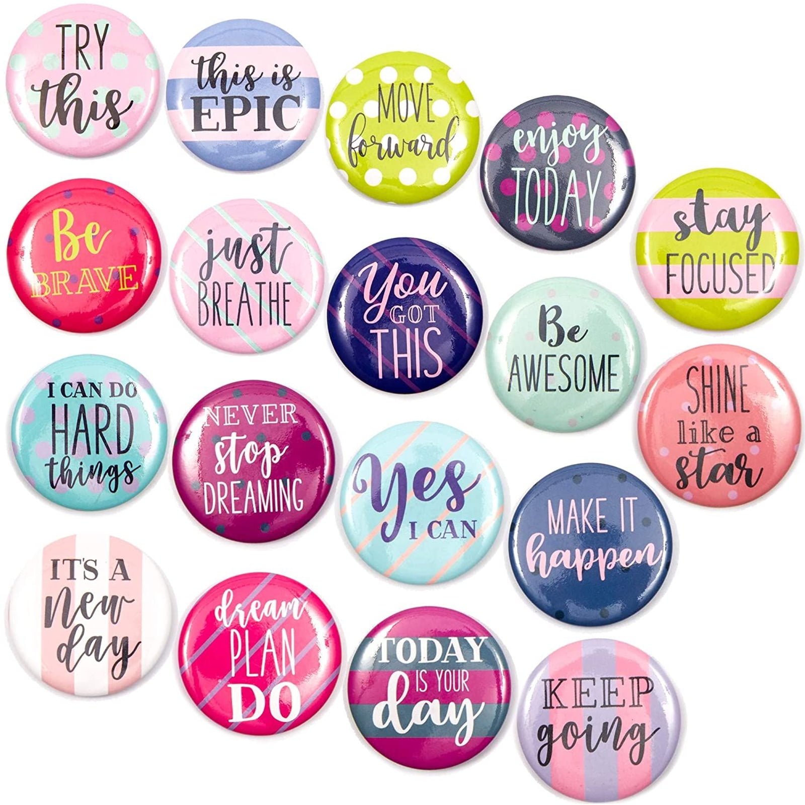 Classroom 18-Pack Motivational Magnets for Lockers or Fridge Students Teacher Gifts 1.25 Inches in Diameter Locker Magnets Teachers for Office Inspirational Magnets with Encouragement Quotes