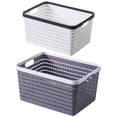 thumbnail image 1 of Cesta de almacenamiento de plástico de 2 pcs Organizador de canasta de baño Cesta de plástico de cocina, 1 of 5