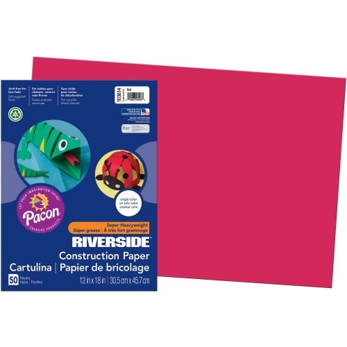 Riverside Construction Paper Art, Drawing - 18' x 12' - 50 / Pack - Red