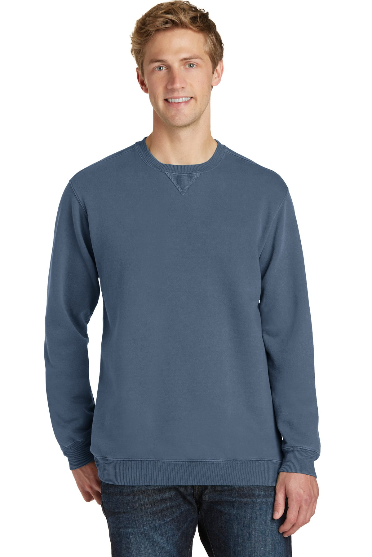 トップス Pigment DamageProcessing Crew Neck Sweat Port & Co Beach Wash Garment-Dyed Crewneck Sweatshirt | Product