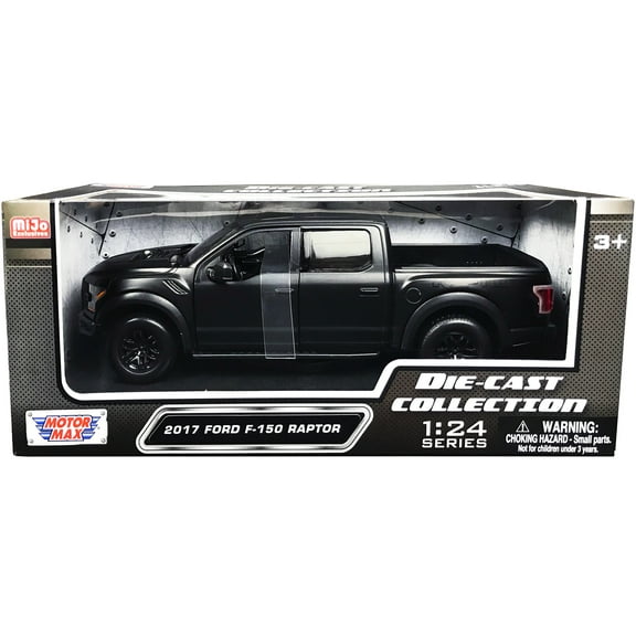 2017 Ford F-150 Raptor Pickup Truck with Sunroof Matt Black "Die-Cast Collection" Series 1/24 Diecast Model Car by Motormax