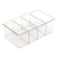 thumbnail image 1 of Plastic Divided Kitchen Organizer Bin Container Box Clear w/ 4 Sections for Pantry, Fridge, Refrigerator, Countertop, Pantry - Hold Cereal, Snacks, Tea, Seasoning - Ligne Collection, 1 of 5