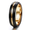 thumbnail image 4 of Wedding Ring Men Women 6mm Domed Black Rose Gold Line Tungsten Wedding Band, 4 of 5