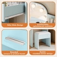 thumbnail image 3 of Makeup Vanity Set with Chair, Vanity Desk with Mirror and Lights, Power Outlet for Small Space, Blue, 3 of 7