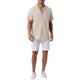 thumbnail image 2 of CAMISAS DE LINO PARA HOMBRE CON COLLAR CAMP, MANGA CORTA, BOTONES, CAMISAS DE VERANO DE PLAYA L Khaki, 2 of 6