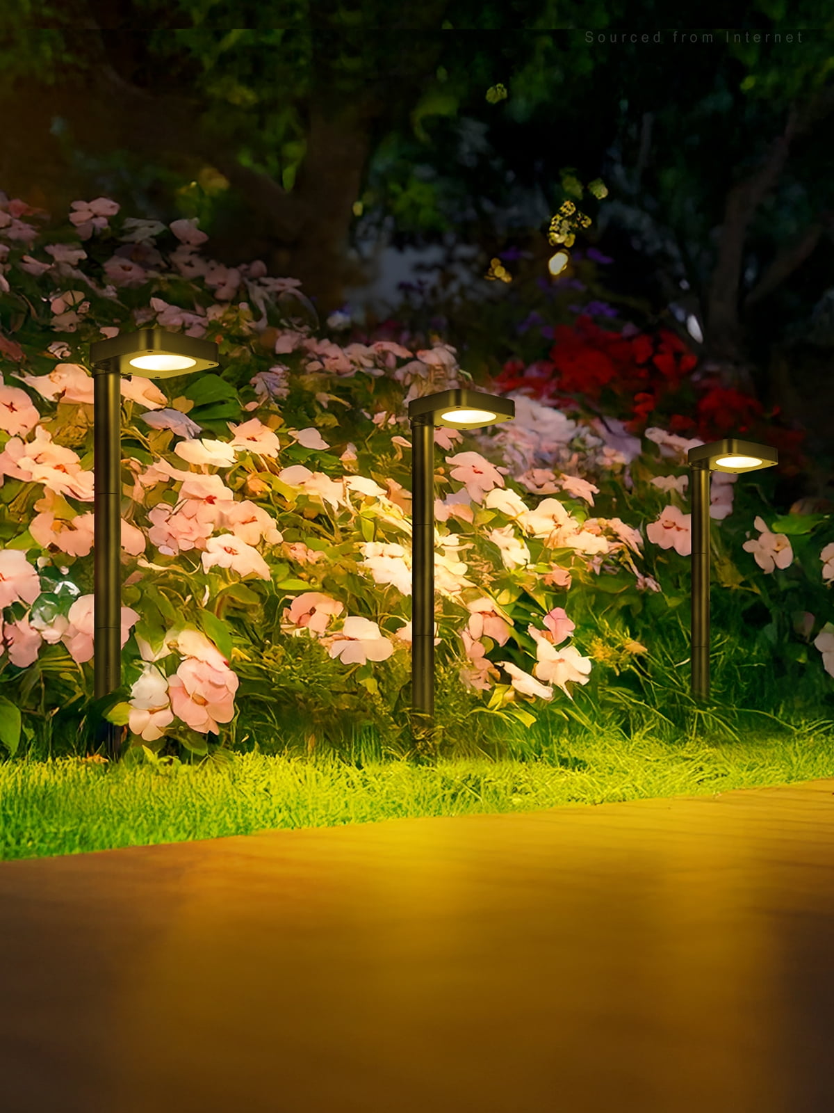 12 Pack 2CCT Solar Path Lights, Dimmable, Auto Dusk to Dawn Landscape Pathway Lights, Square
