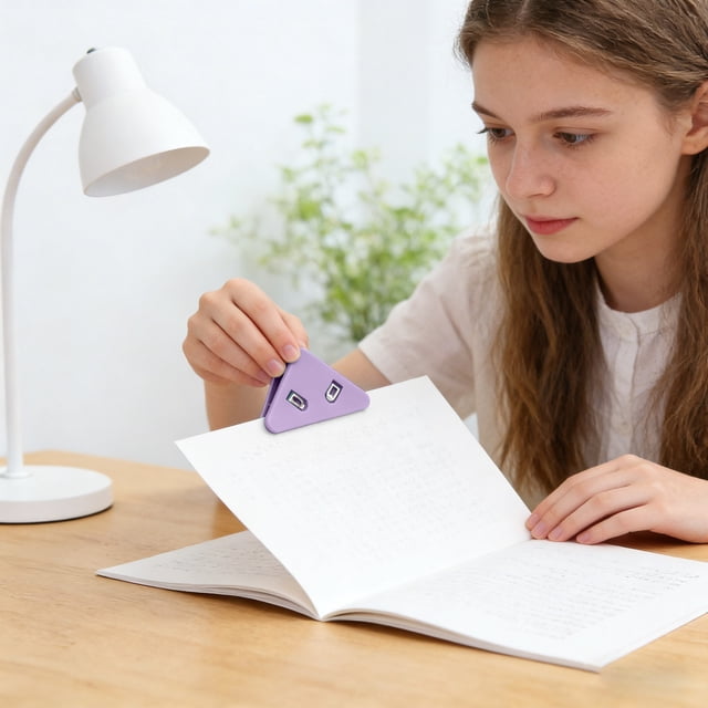 Klonfd Triangle File Corner Data Triangular Book Page Corner Multifunctional Translucent Color Fastener Books From Curling Reading