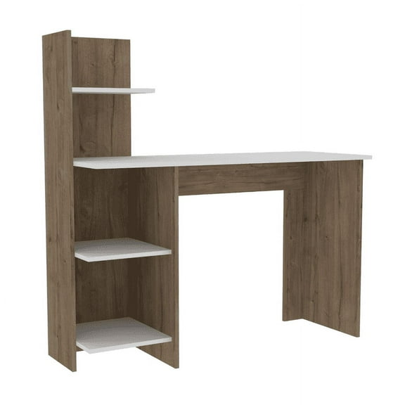 FM FURNITURE Tecoa Writing Desk with Three Shelves Brown Engineered Wood