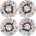 thumbnail image 2 of Shower Caps,Pioneer Flower Floral Print Pattern Waterproof Shower Cap for Women 4 Pieces,Double Reusable Hair Cover for Shower PEVA Elastic Stretch Hem, 2 of 7