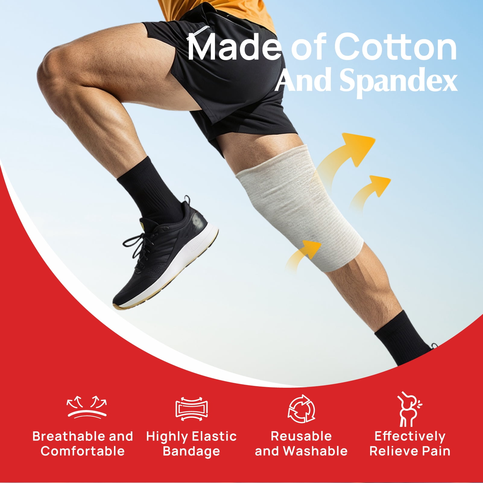 Carbou Elasticated Tubular Support Bandage 4" x 11 yd (Size F), Soft Stockinette Tubing for Legs, Arms, Knees, Thighs, Reusable Compression Support Bandage Roll for Joint Tissue