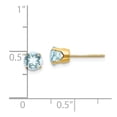 thumbnail image 3 of 14K Yellow Gold Earring Birthstone (03) March Women'S Aquamarine Round Blue 5 mm, 3 of 3