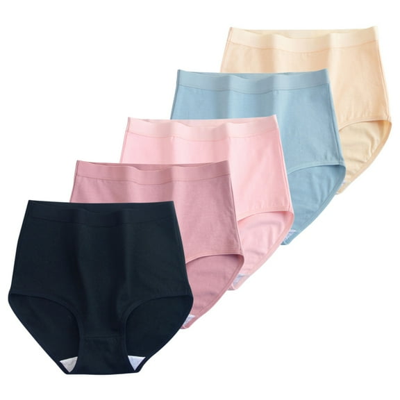 Xmarks 1/5 PackWomen's Underwear Cotton High Waist Briefs Soft Underwear Super Stretchy Briefs Full Coverage Soft Breathable Ladies Pantie
