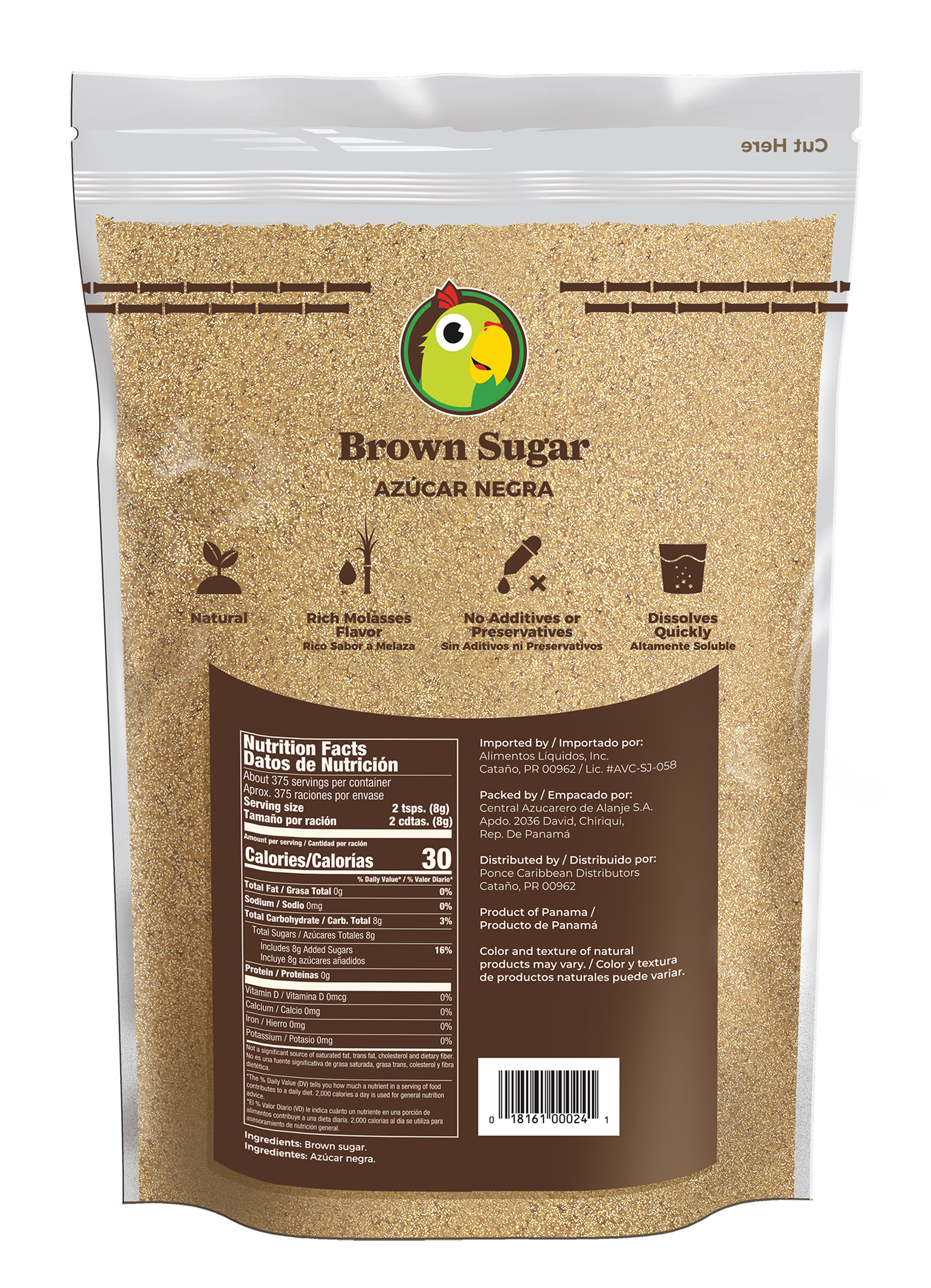 Dulce Caña ,Pure Cane Brown Sugar, 6.6pd (2,952g), Plastic Bag, No Additives and Preservatives