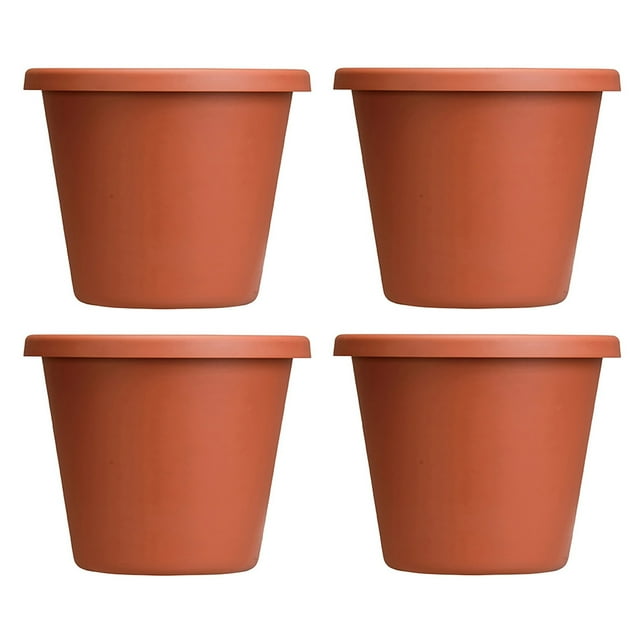 HC Companies LIA24000E35 Pot Rond Classique en Plastique Intérieur 24 Pouces, Argile (Lot de 4)