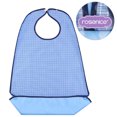 thumbnail image 2 of ROSENICE 1PC Plaid Machine Washable Double Layer Adult Waterproof Bib Mealtime Clothing Protector with Foldable Crumb Catcher, 2 of 5