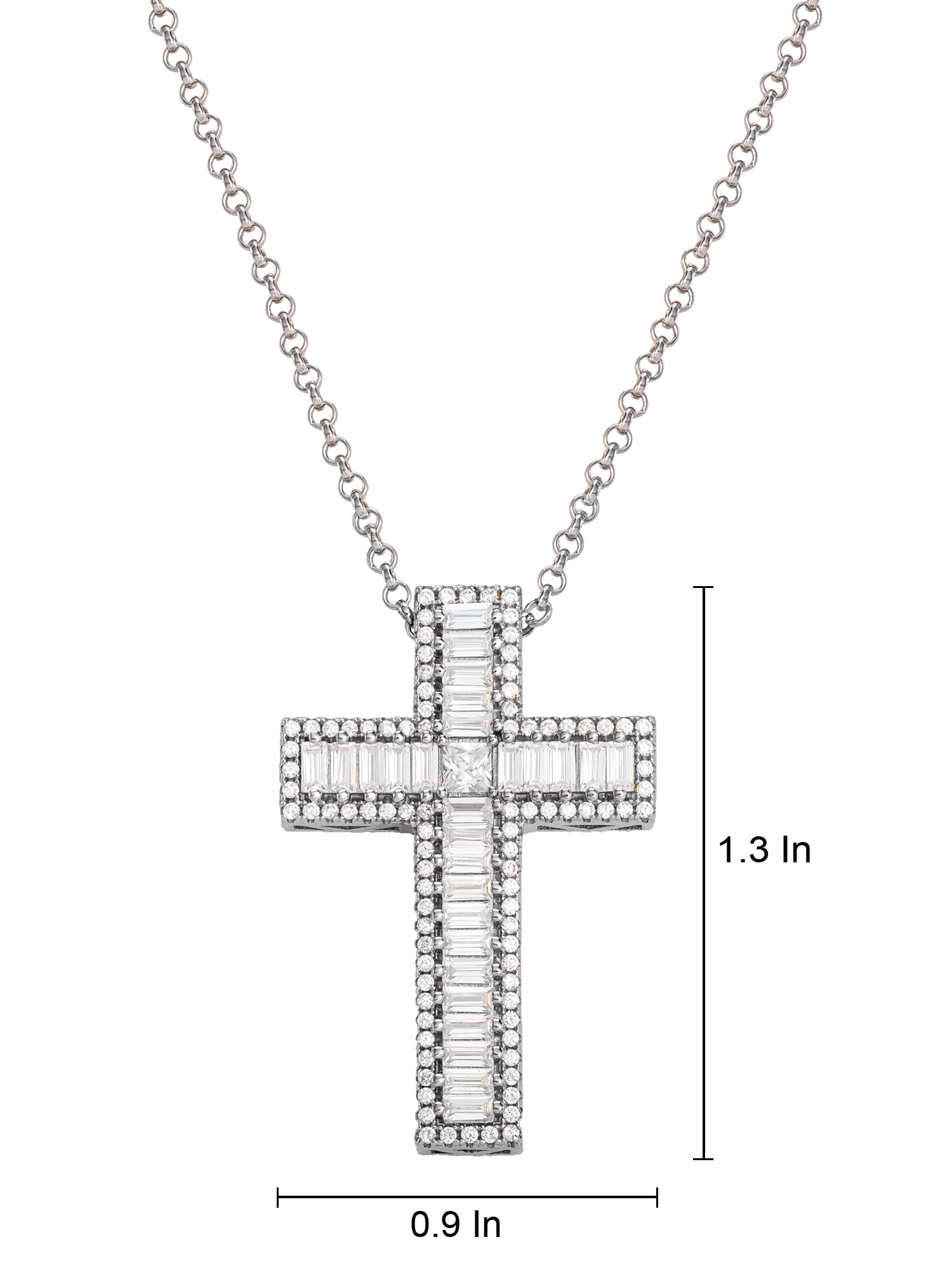 1Pc Silver Plated Solid Flat Cross Chain Necklace Fashion Jewelry 16 Inch YG 