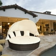 thumbnail image 3 of Gymax Cushioned Patio Rattan Round Daybed w/ Adjustable Table 3 Pillows Canopy, 3 of 10