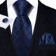 thumbnail image 4 of Set de Corbata Barry.Wang de Seda a Cuadros 150 cm con Pañuelo y Gemelos, 4 of 5
