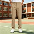 thumbnail image 6 of Kids School Uniform Pants Boys's Straight Chino Pants Classic Flat Front 5-15Y Solid Color Button Zip Trousers with Pockets Back to School Casual Daily Wear Kids Pants, 6 of 10
