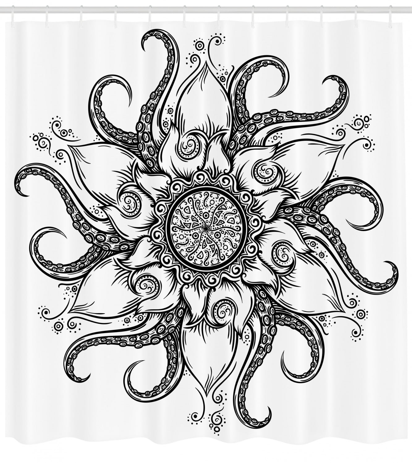 Download Octopus Shower Curtain, Sea Mandala Floral Stylized Ocean ...