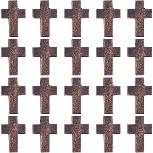 100 cuentas de madera con forma de cruz, pequeñas cruces de bolsillo, rosario de madera natural, crucifijo, dijes para Pascua.
