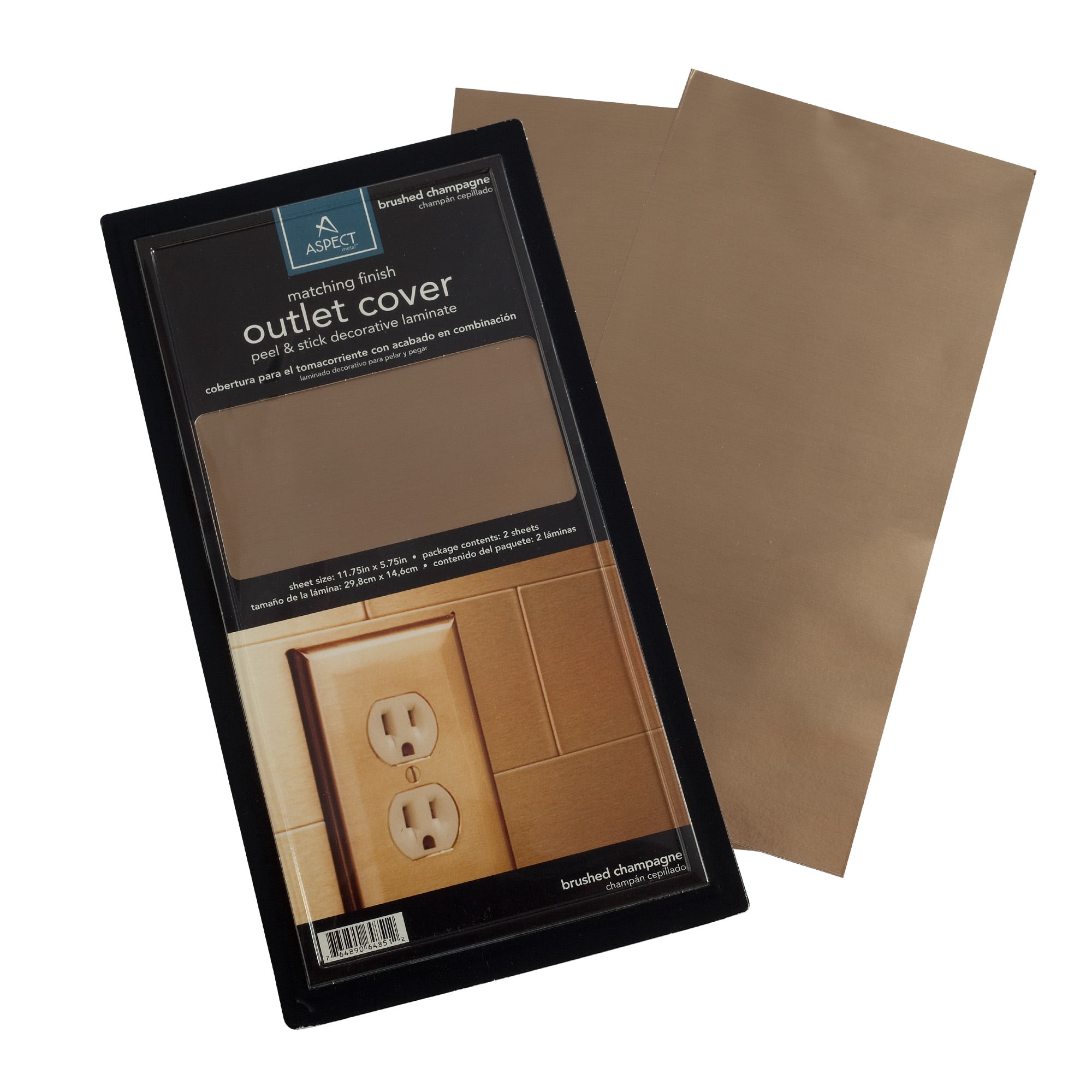 Aspect Peel and Stick Backsplash 12inx4in Subway Champagne Matted Metal Tile 15 Sq Ft Kit for Kitchen and Bathrooms