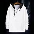 thumbnail image 4 of HappyYEE Half Zip Hooded Sweatshirt for Men, Fall Long Sleeve Athletic Hoodies, Oversized Casual Pullover Tops with Pockets L, 4 of 5