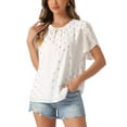 thumbnail image 4 of INSPIRE CHIC Women's Round Neck Blouse Summer Casual Gilding Pattern Short Sleeve Top, 4 of 5