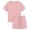 Pink, variant on REDARER Girls Solid Short Sleeve Top & Drawstring Shorts 2-Piece Casual Summer Outfit,5-6 Years