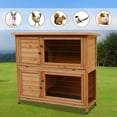 48" Outdoor Rabbit Hutch, Waterproof Wooden Chicken Coop, 2Story