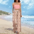 thumbnail image 2 of Jxximdong Palazzo Pants for Women, Petite High Waist Wide Leg Summer Beach Vacation Pants Boho Casual Palazzo Trousers, Pink Womens Casual Trousers, 2 of 7