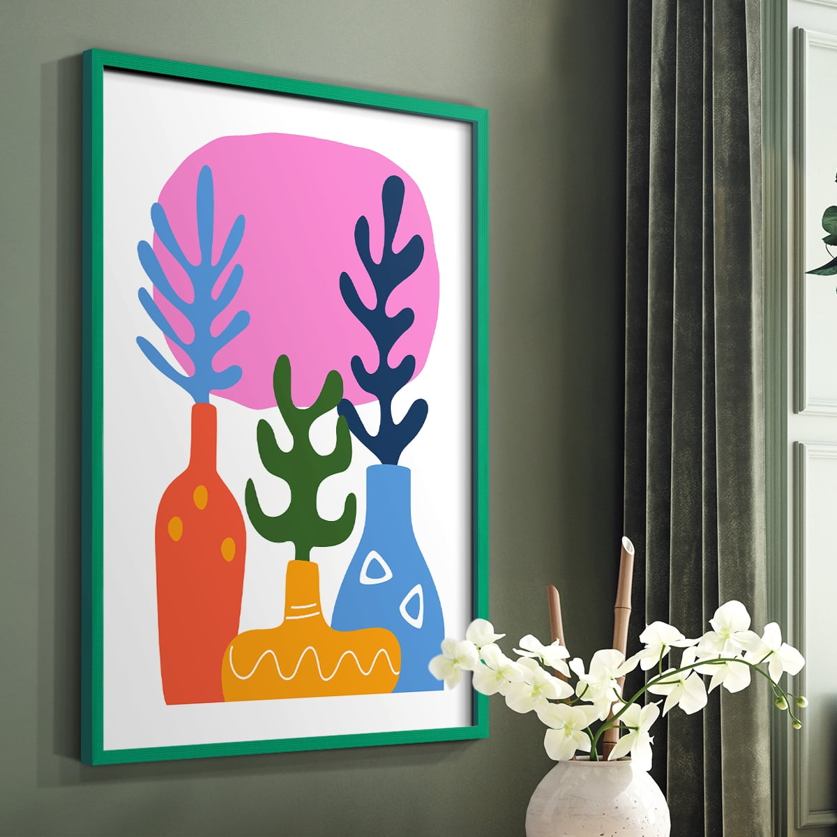Matisse CDLIX in Green Solid Wood Framed Print No Nail Hanging