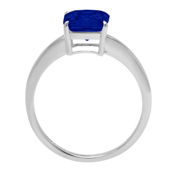 1.5 ct Asscher Cut Simulated Blue Sapphire Solitaire Engagement Ring for Women in 18K White Gold