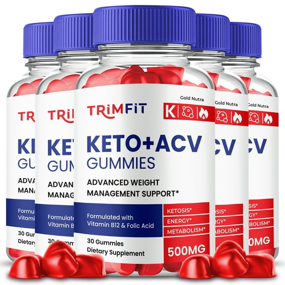 (5 Pack) TrimFit Keto ACV Gummies, TrimFit Keto   ACV Gummies, Official TrimFit for Men and Women Ketosis Ketones Apple Cider Vinegar, 5 Month Supply