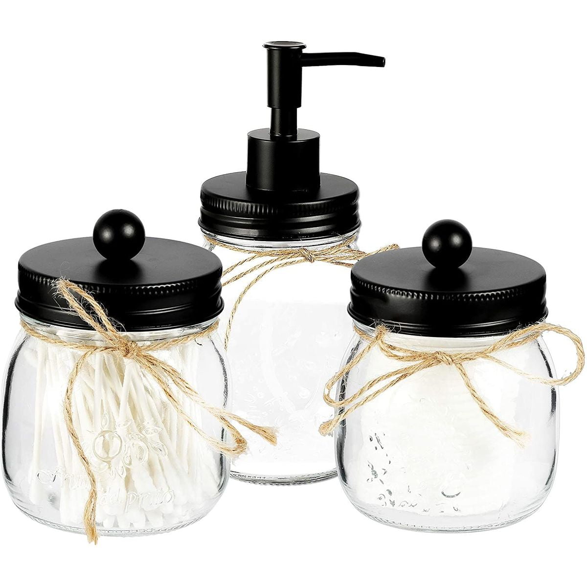 AOZITA Mason Jar Bathroom Accessories Set 4 Pcs Mason Jar Soap Dispenser  2 A 