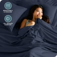 thumbnail image 6 of Bare Home Premium 1800 Collection 5-Piece Bed Sheet Set, Split King, Midnight Blue, 6 of 11