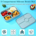 thumbnail image 5 of 4 Compartment Silicone Bento Box, Leakproof Bento Lunch Box with Sauce Compartment BPA-Free, Reusable Meal Prep Lunch Food Storage Containers for Adults, Microwave and Dishwasher Safe, 5 of 6