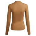 thumbnail image 3 of FashionOutfit Women's Fitted Long Sleeve Stretch Mock Neck Mesh Detail Top, 3 of 4