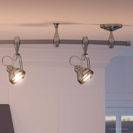 

Urban Ambiance Luxury Modern Track Light Small Size: 11.5 H x 5 W with Utilitarian Style Elements Stained Wood and Brushed Nickel Finish UQL2850 from the Perth Collection
