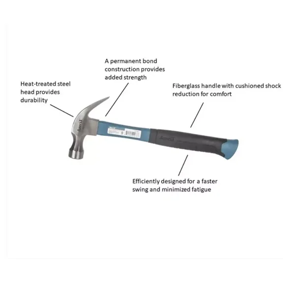 New 16 Oz Fiberglass Claw Hammer Carpentry Tools Hammers Nailing Work Tool