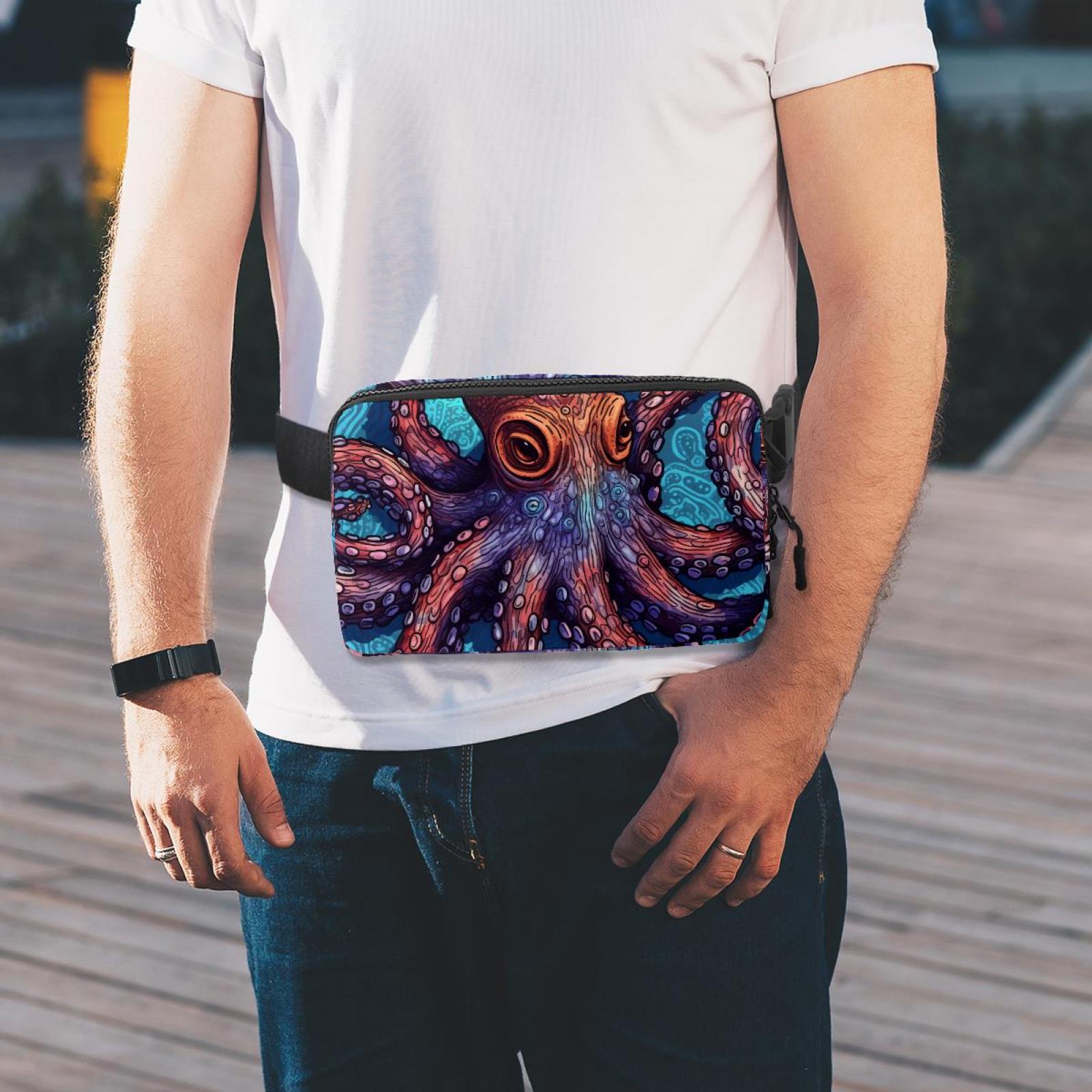 Octopus Lightweight Adjustable Fanny Pack with Extension Strap - Unisex Waist Packs Crossbody Bag