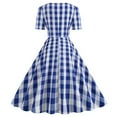 thumbnail image 4 of QIPOPIQ Robes pour Femmes Longue Robe Fluide à Volants Manches Courtes Col Rond Imprimé à Carreaux Robe d'Été Ceinture Grande Robe Offres 2023, 4 of 6