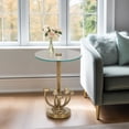 thumbnail image 3 of Modern  End Side Table Accent Stand for Room, Home, Living Room, and Bedroom - Decorative Drink Table for Everyday Use - Night Stand or Bedside for Small Spaces - 20", Gold & Metallic, 3 of 11