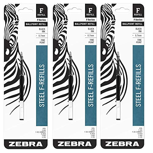 3 PACK Zebra Pen FRefill 0.7mm Black 1 per pack Zebra Pen 85511