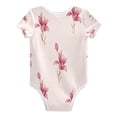 thumbnail image 2 of Pink Irises Flowers Pure Cotton Bodysuit Short Sleeve Pajamas One-Piece Romper Unisex 12M, 2 of 6