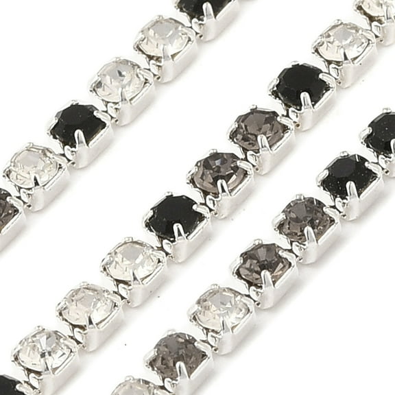 Rhinestone and Iron Cup Chain with Spool Greige 2x2x2mm about 10yard/roll